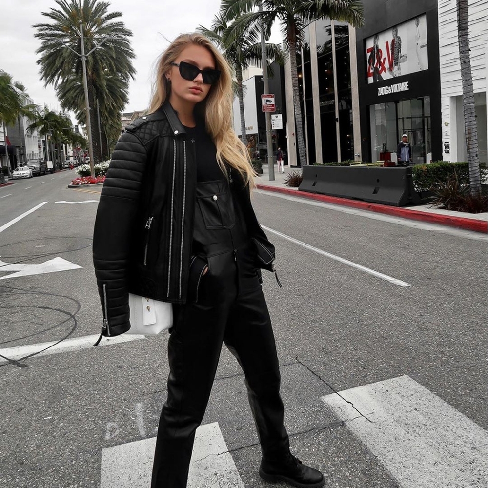 BODA SKINS Leather Jacket Napa Sheep Skin  Kay Michaels 2.0 Black Biker Quilted - Picture 3 of 16